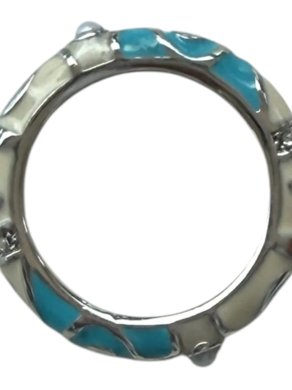 Lauren G Adams Silver and Turquoise Enamel Ring - size 7